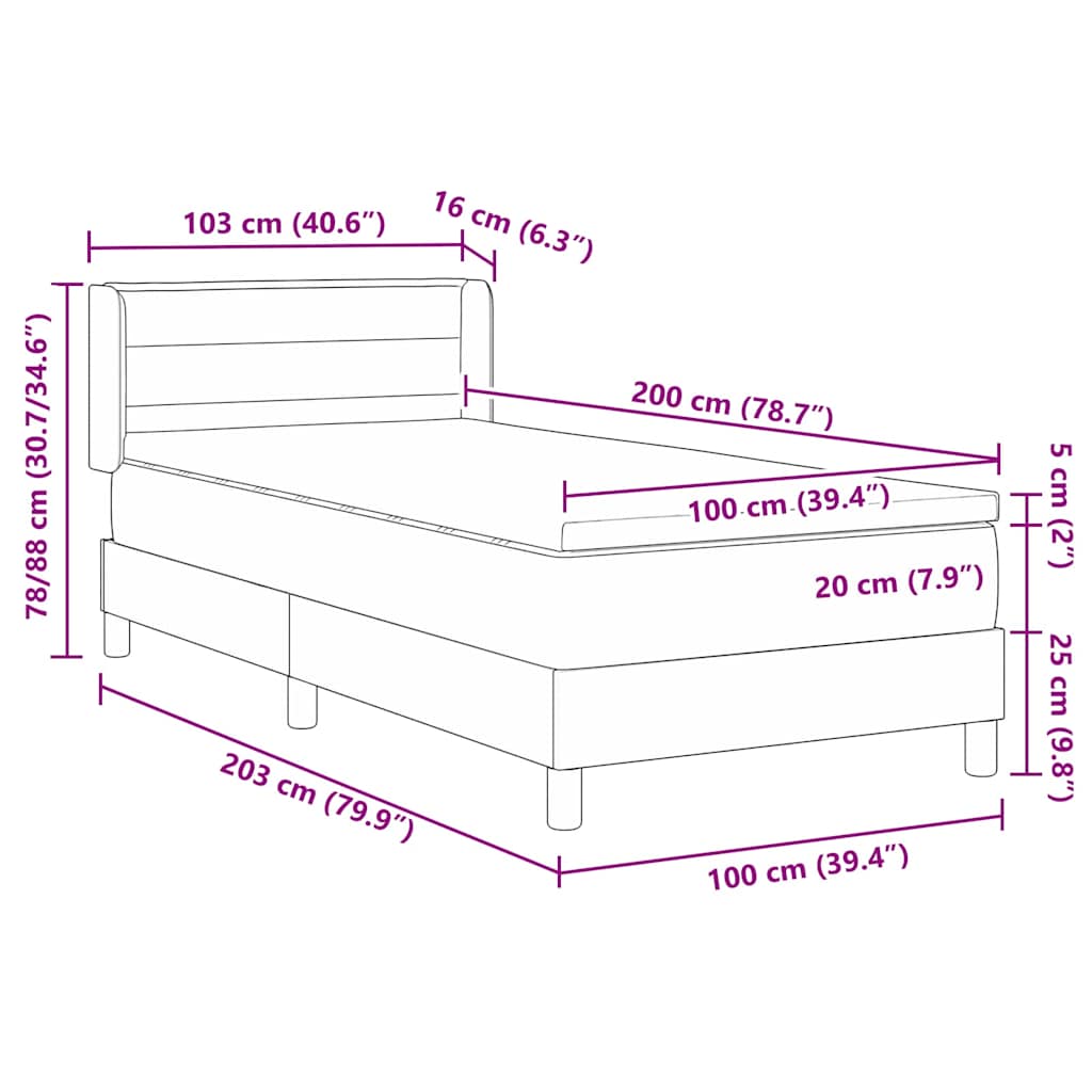 Cama tipo Box Spring con colchón Azul 200 x 100 cm tela | Leroy Merlin
