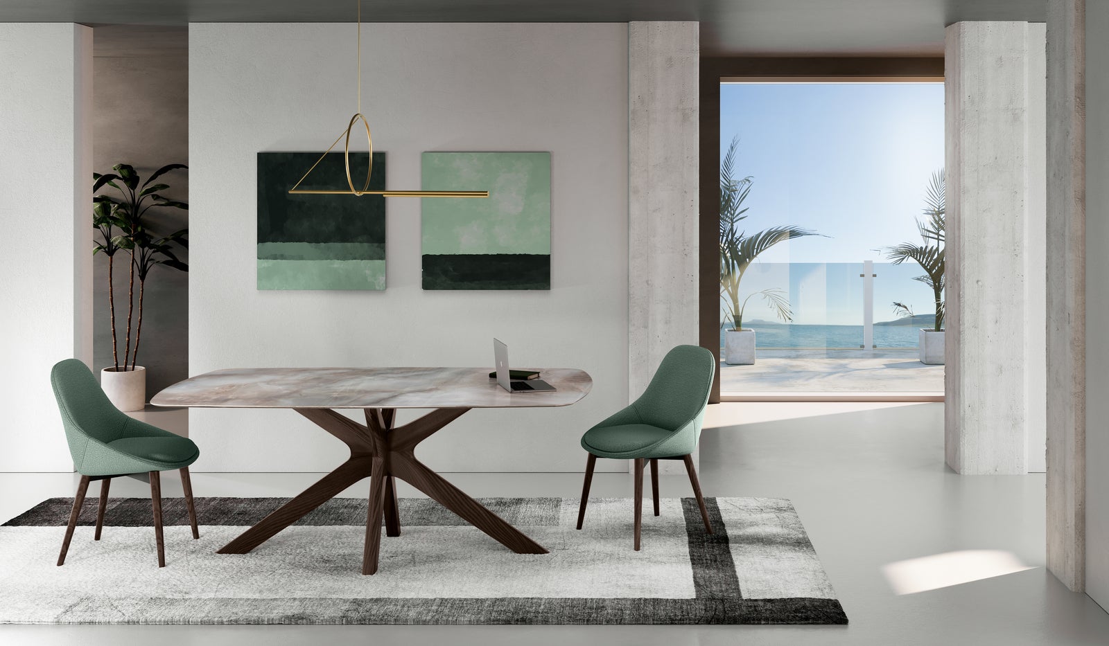 Gemini - Stół stały (180 x 90 x 76 cm) z ceramiki orzechowej