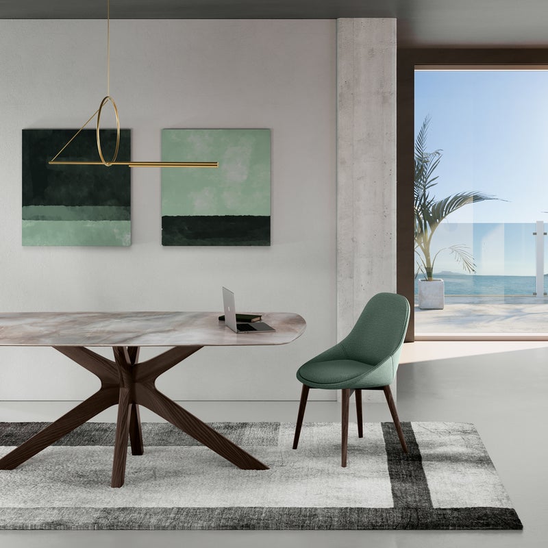 Gemini - Stół stały (180 x 90 x 76 cm) z ceramiki orzechowej