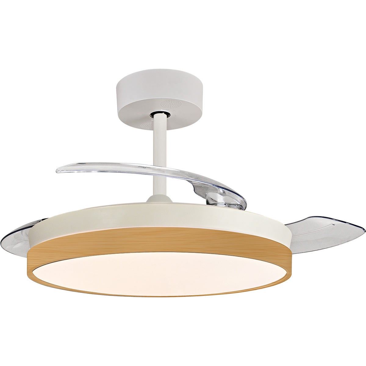 Ventilateur de plafond + éclairage + pâles rétractables Ø91 cm - blanc - Voltman - 2
