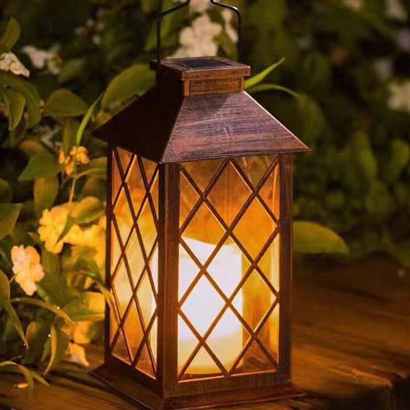 2 zewnętrzne lampy solarne LED wiszące/stojące, światło ciepłe białe, IP65, idealne do dekoracji alejek ogrodowych