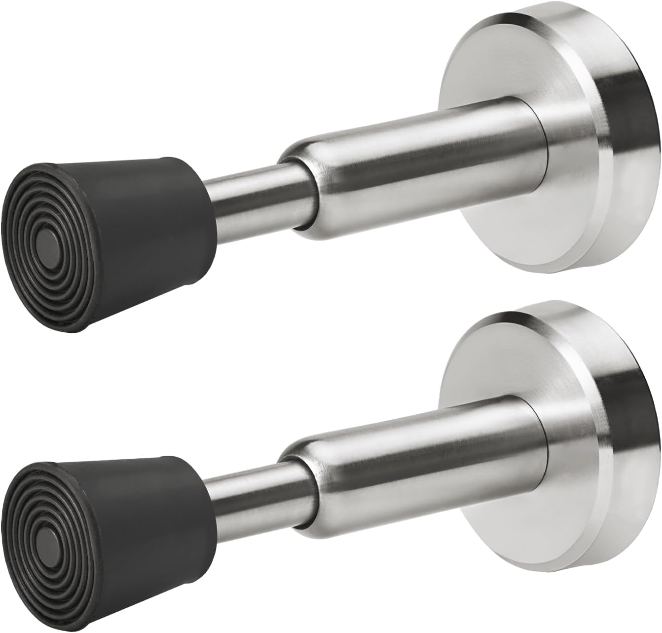 (2 stopery) Hydrauliczne stopery do drzwi ze stali nierdzewnej montowane na ścianie z gumową końcówką, wysokość stoperów 10 cm, szczotkowany satynowy