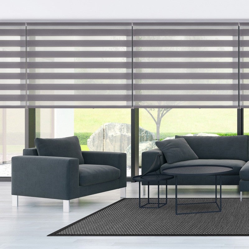 Estores noche y día duolux, estores enrollables de interior para salón, cocina, plata 120x250cm