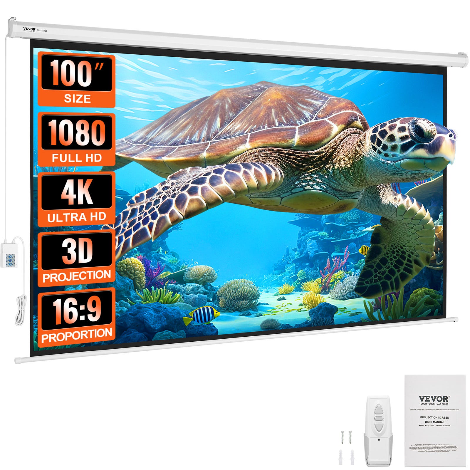 WASJOYE 84 Schermo Proiettore Motorizzato Diagonale Elettrico Proiezione Automatica 16: 9 Telo Videoproiettore HD 8K Per Il Gioco Per Uffici Di Cinema Home Theater Projector Screen W/telecomando