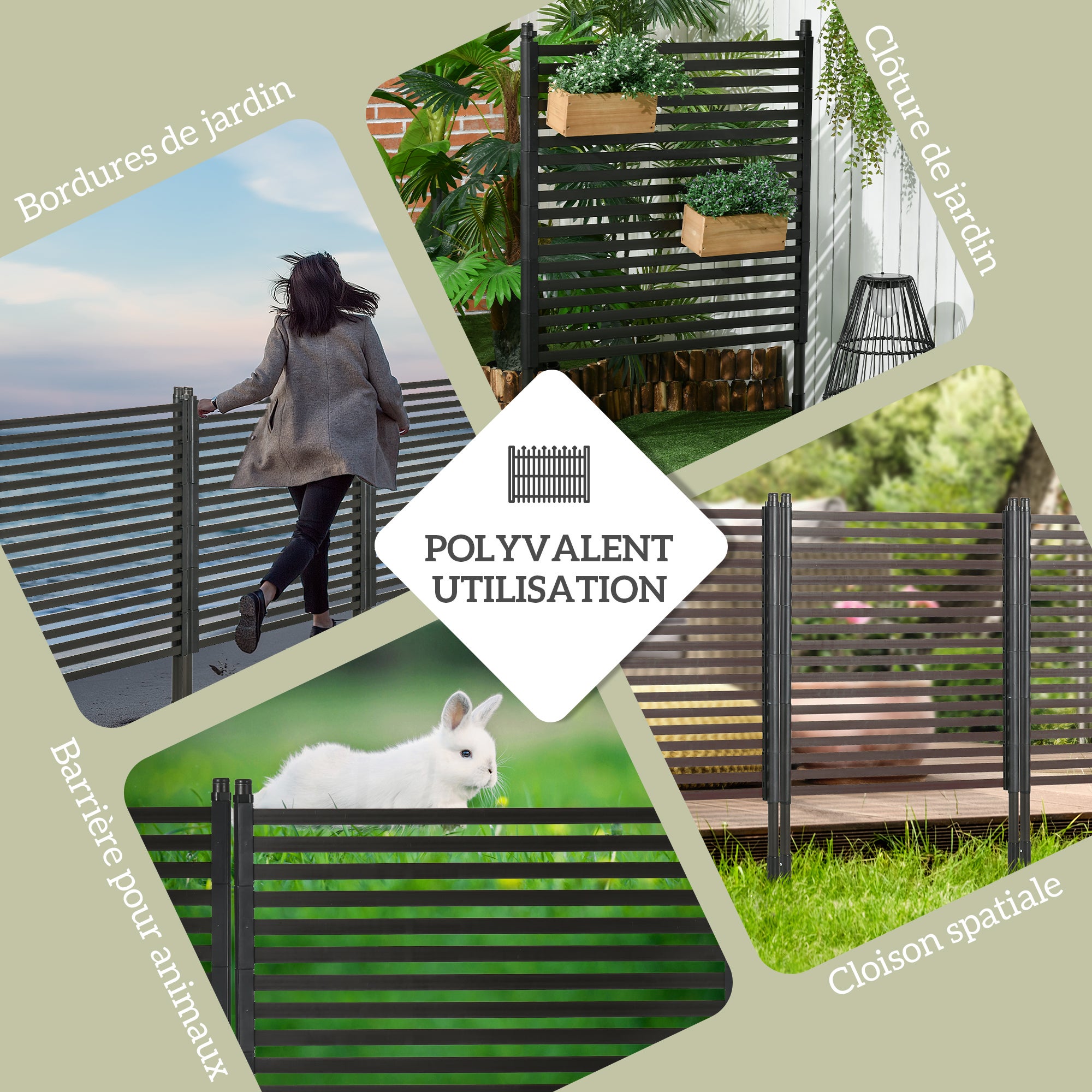 Clotûre de jardin acier avec revêtement PE Outsunny - 5
