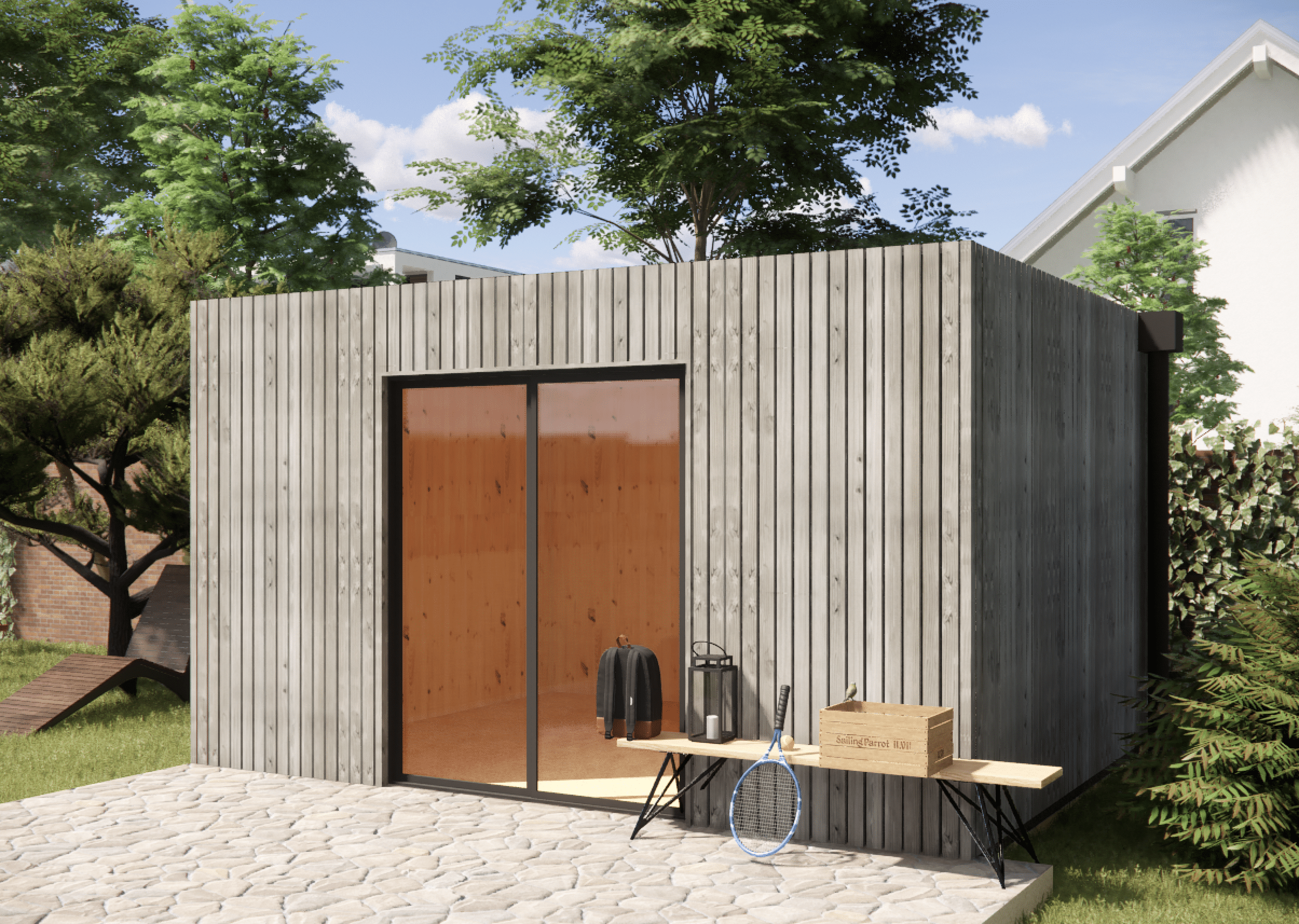 Studio de jardin hébergement en bois 4,4 x 3,5 x 2,7 m / menuiseries alu k-line - 6