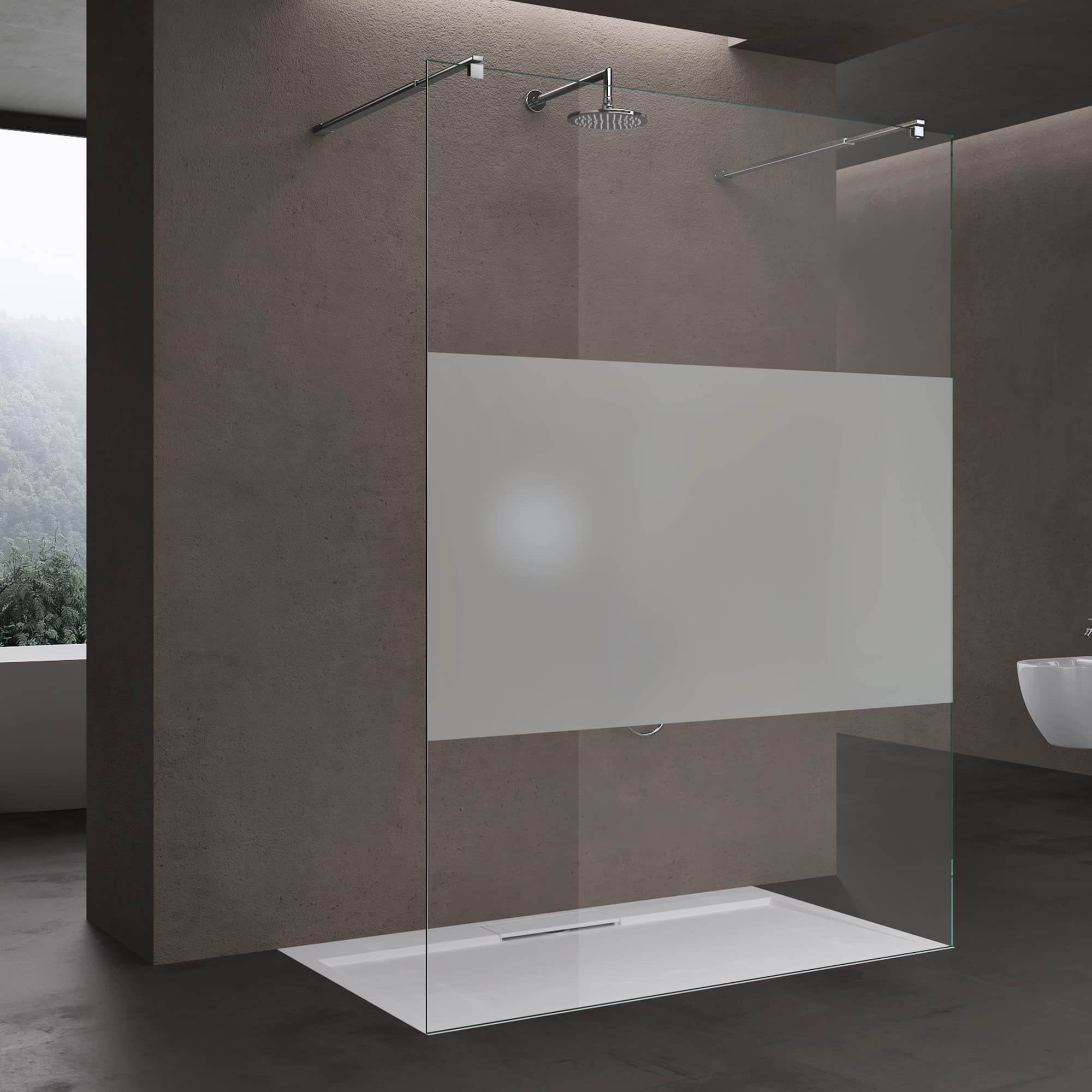 Doporro Paroi de Douche à L'italienne Bande Opaque 130 cm Pare-douche ...