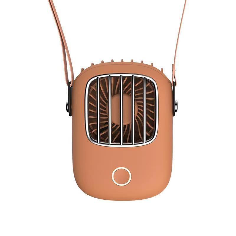 Pomarańczowy, przenośny, mały wentylator USB z akumulatorem, wiszący na szyi, wiszący na pasie, leniwy, sportowy, przenośny, cichy wentylator