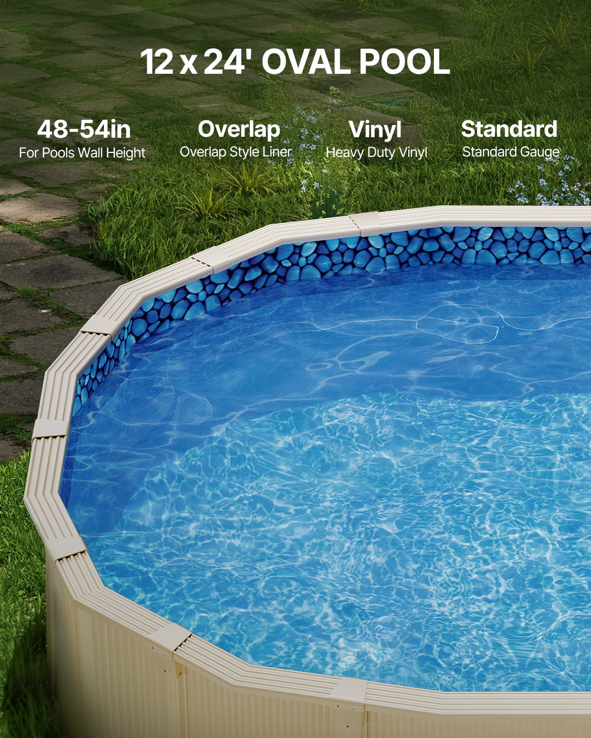 Rivestimento per Piscina Rotonda per Piscina Diametro 30 Piedi, Rivestimento Protezione per Pareti di Piscine Fuori Terra 52 Pollici Stile Unibead, Rivestimento Piscina in Materiale Vinile | IT