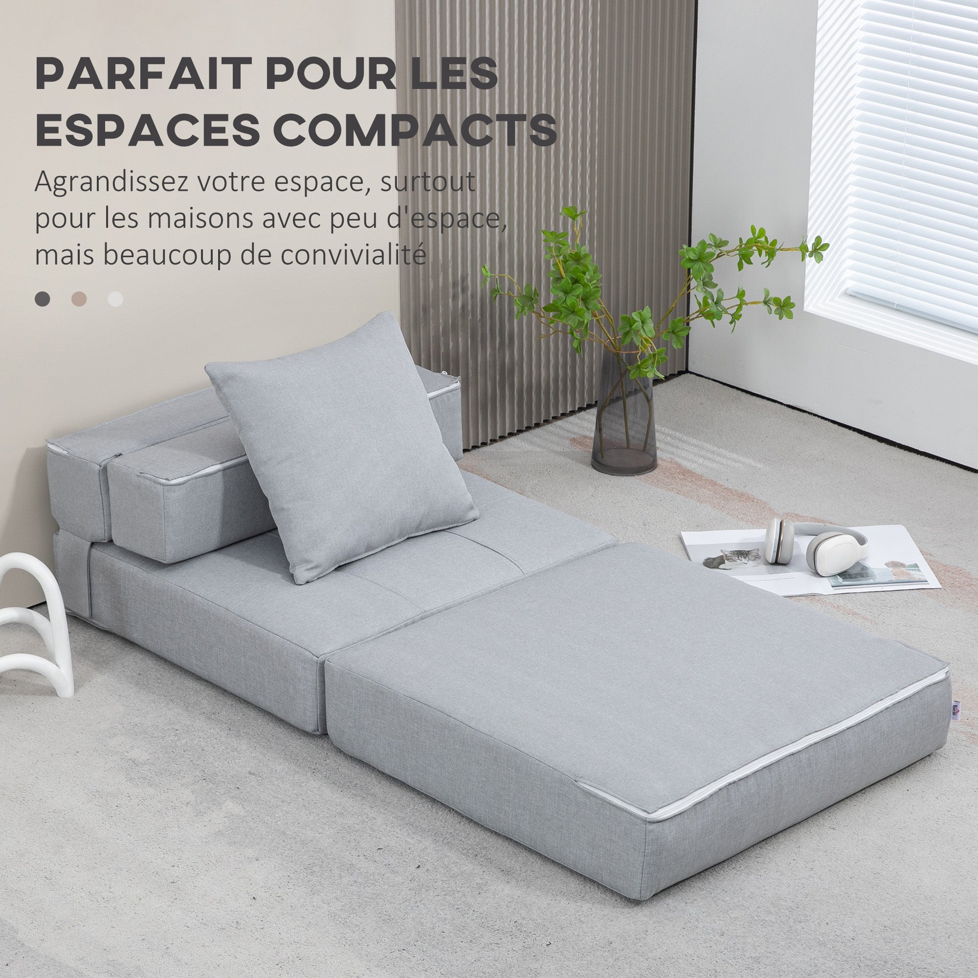 Chauffeuse convertible tissu 1 place HOMCOM - 6