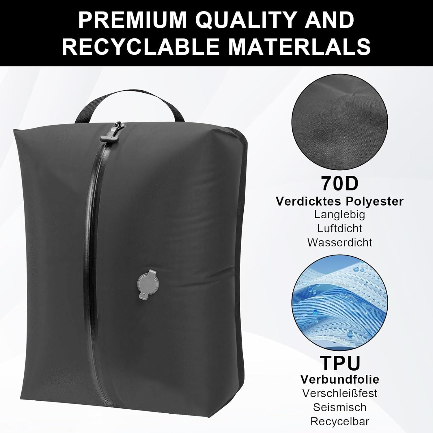 Sac sous vide pour vêtements de voyage, matériau TPU très flexible, sac de compression de voyage,38 x 27,8 x 16 cm, convient pour sac à dos de valise - 2