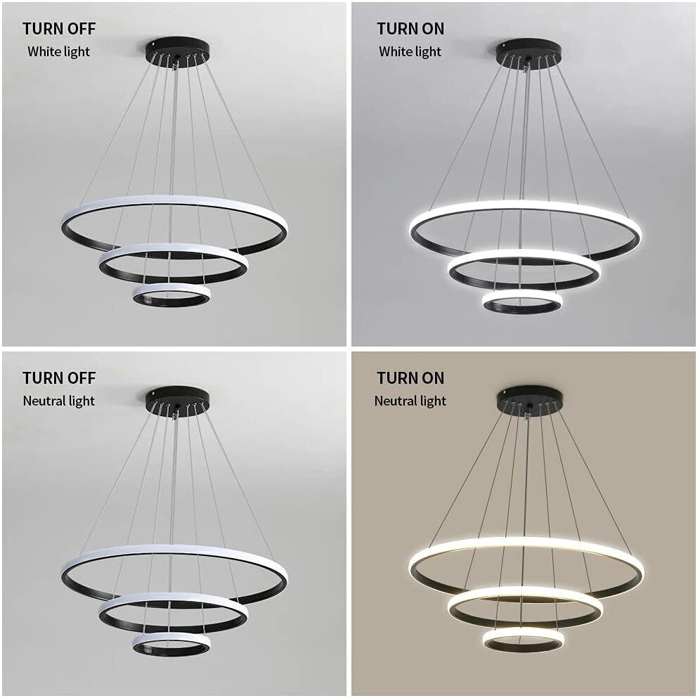 Maka lampadario Lampada da cucina soggiorno ristorante a sospensione bianco da soffitto anelli sospesi led moderno luce 48w Luce Naturale 4000K - 9