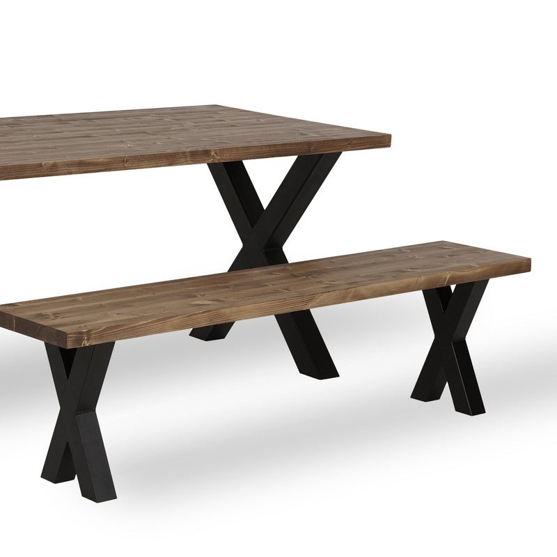 BLENOM Banc en bois massif durable Ibagué Chêne Antique bord droit 140x33x45cm XN - 2