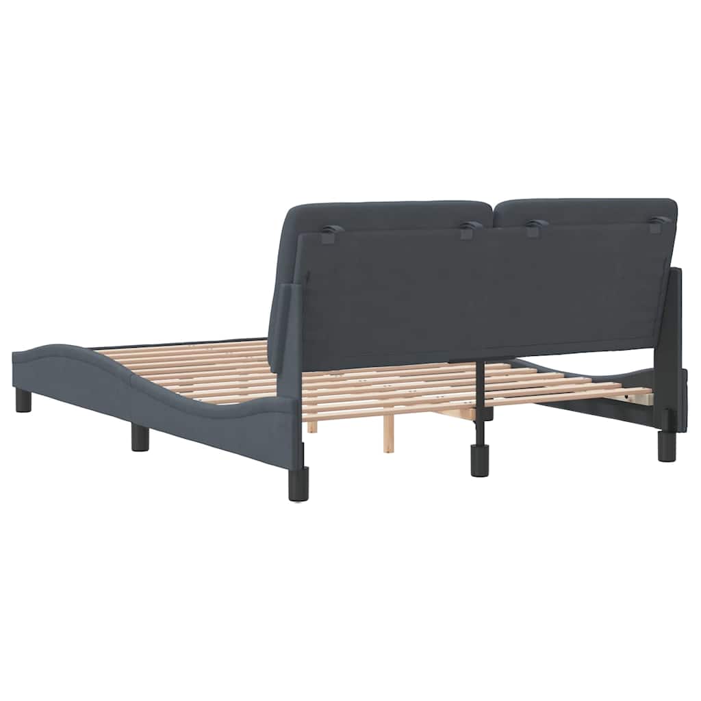 Cadre de lit sans matelas gris foncé 140 x 200 cm velours - 7