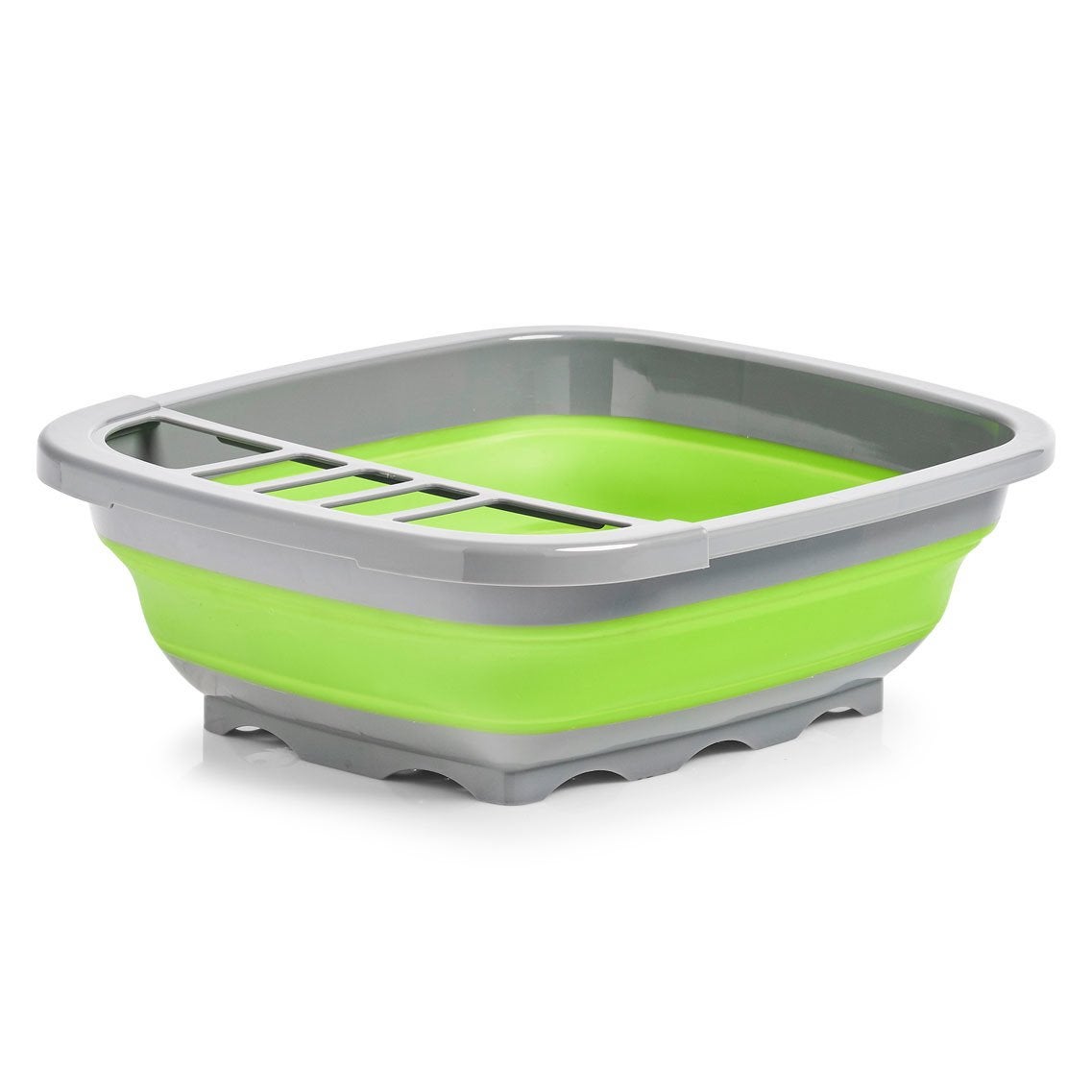 Zeller 26625 - Scolapiatti pieghevole, in plastica, colore: Grigio/Verde - 2