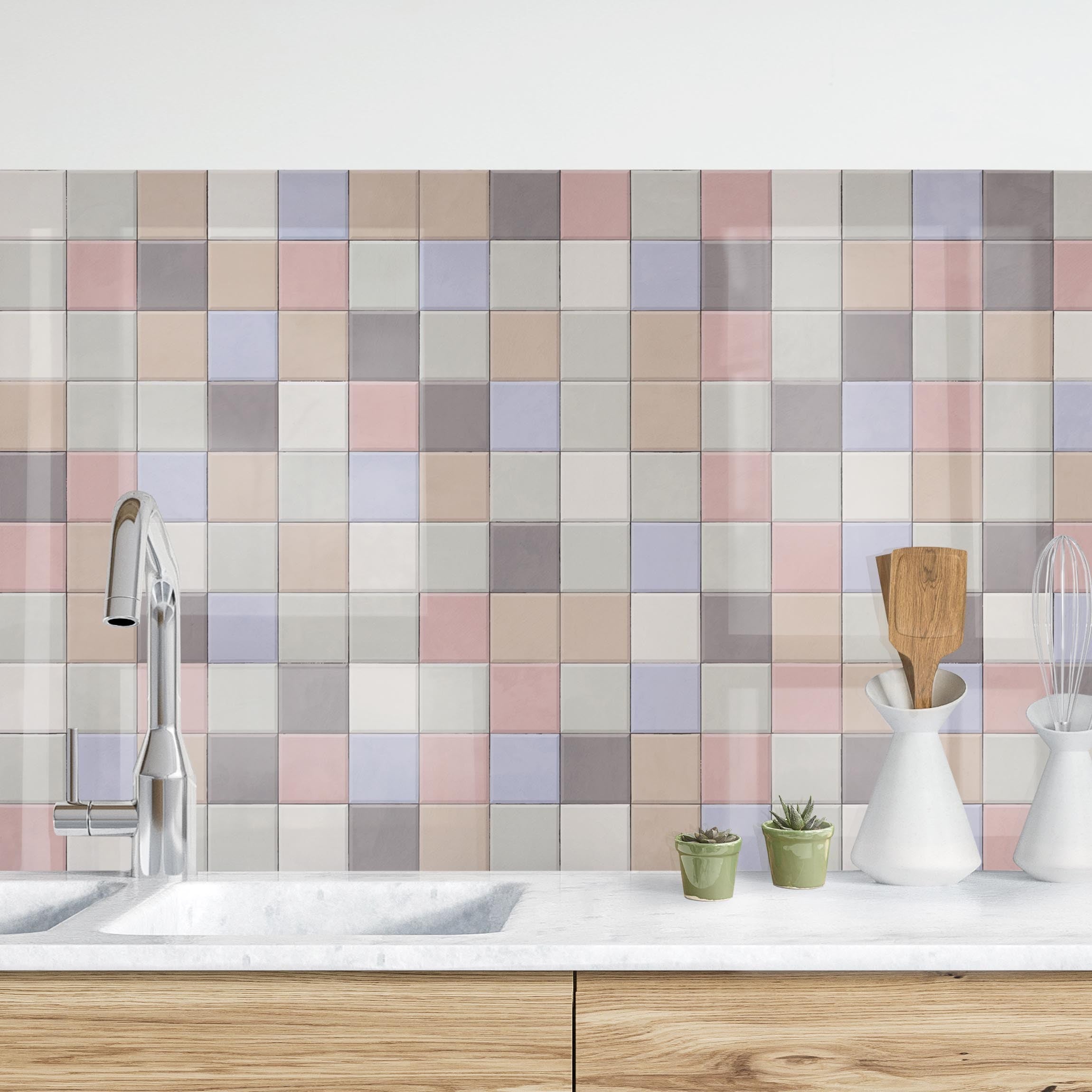 Salpicadero cocina adhesivo - mosaic tiles - coloured shabby 50 x 70 cm