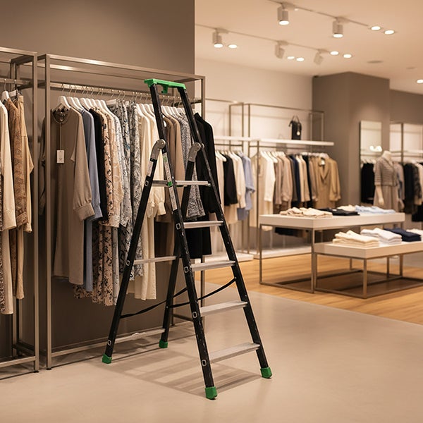 Escabeau anodisé 5 marches - Hauteur max. de travail 2.92m - Q50/5P - 6