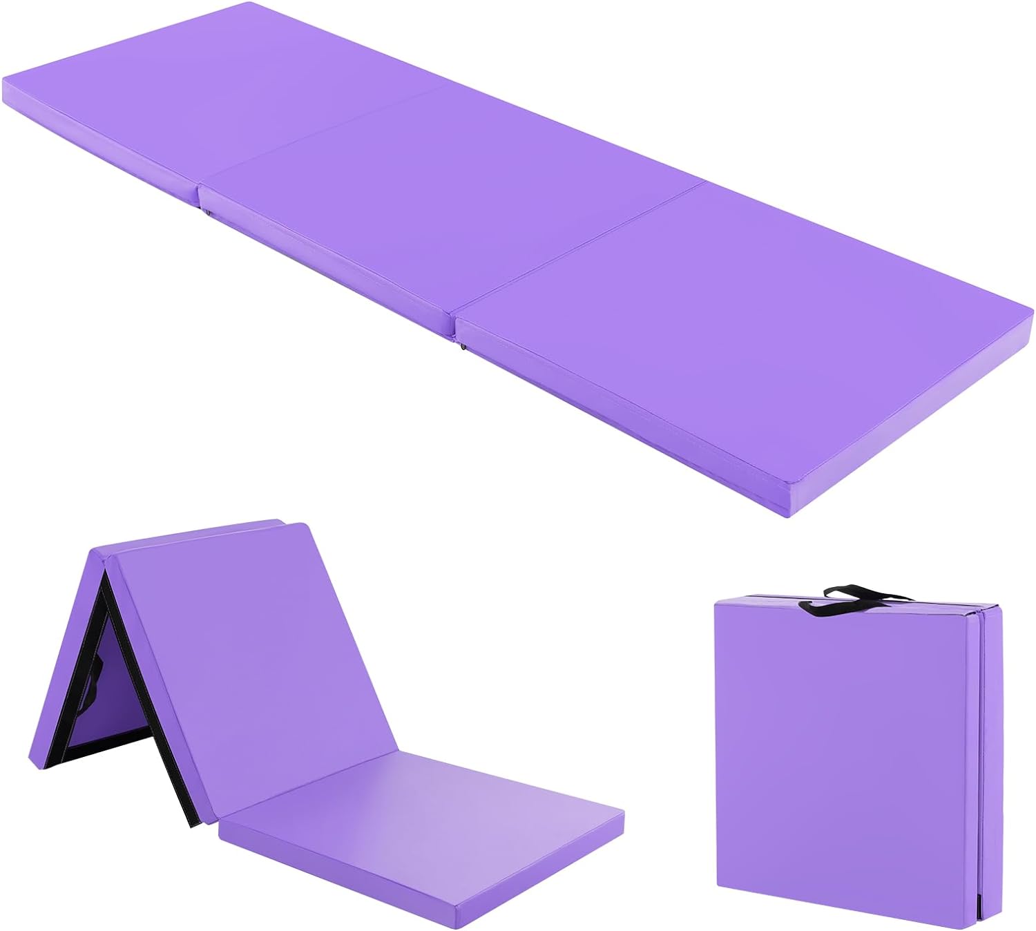 Colchoneta de gimnasia plegable 180x60x5cm estera suave de yoga entrenamiento fitness (morado)