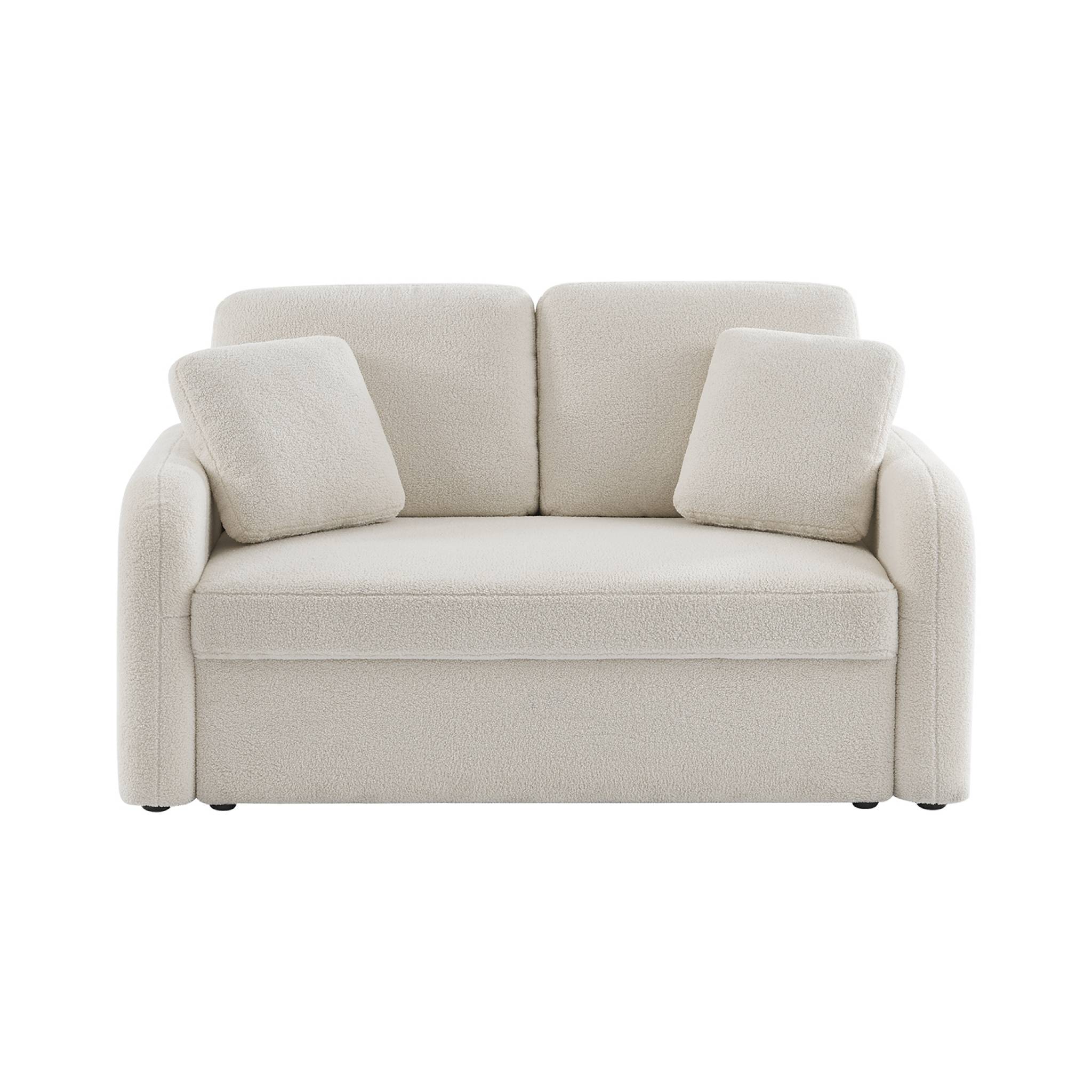 Canapé 2 places cosy rond. tissu bouclettes crème. Milano. L 150 x P 85 x H 85cm - 5