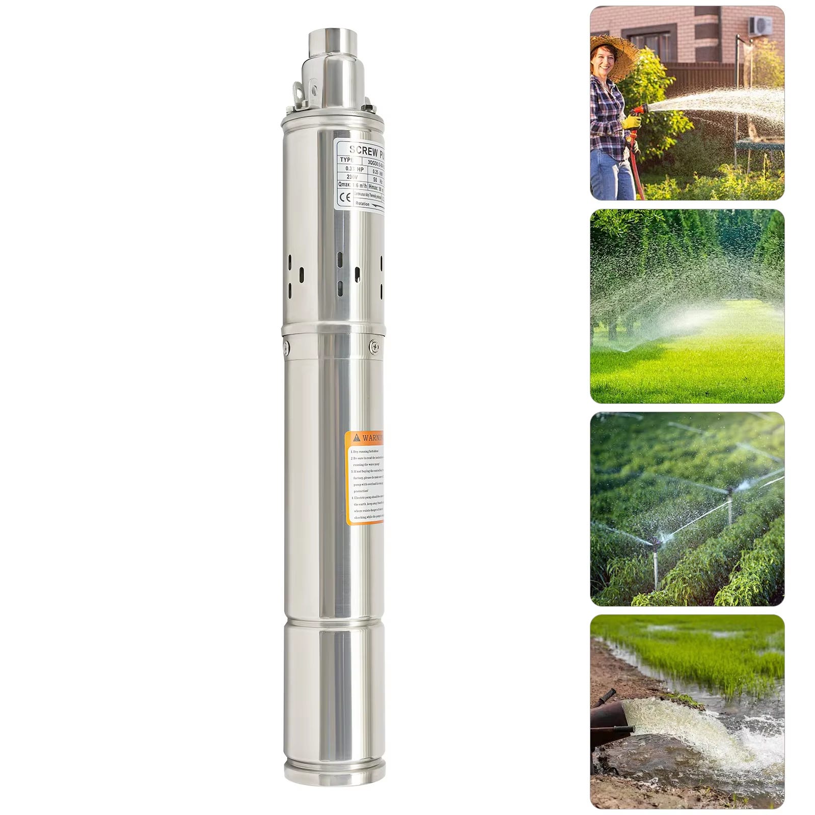 Pompe De Puits Submersible 220V Avec Pressostat - 500W Hauteur 100m Agricole Maison