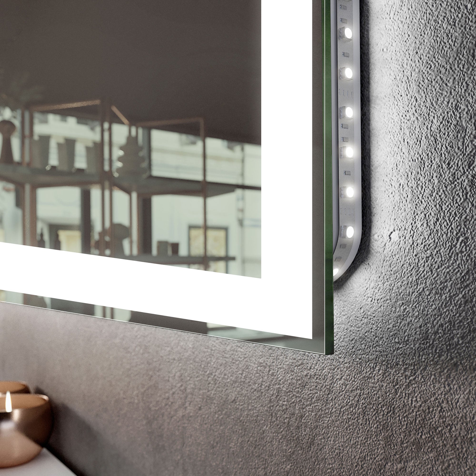 Miroir de salle de bain lumineux - AURORA - Miroir 130x60cm rectangulaire - Miroir LED salle de bain avec eclairage - Blanc Froid 7000K (LED001) - 6