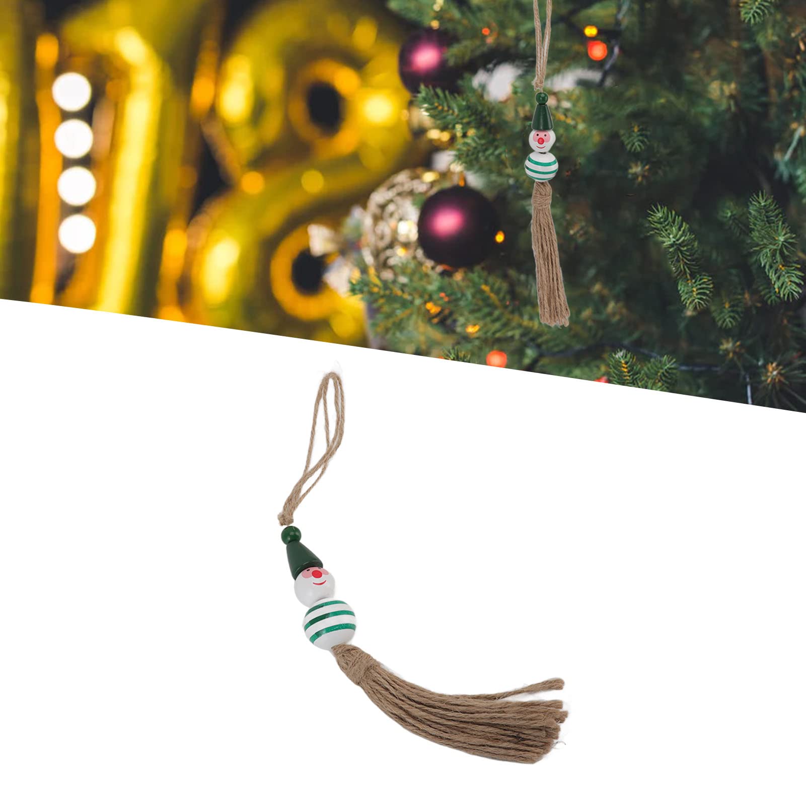 5 peças de contas de madeira de natal, contas de madeira de artesanato de natal de 7,1 polegadas, artesanato de natal - 5