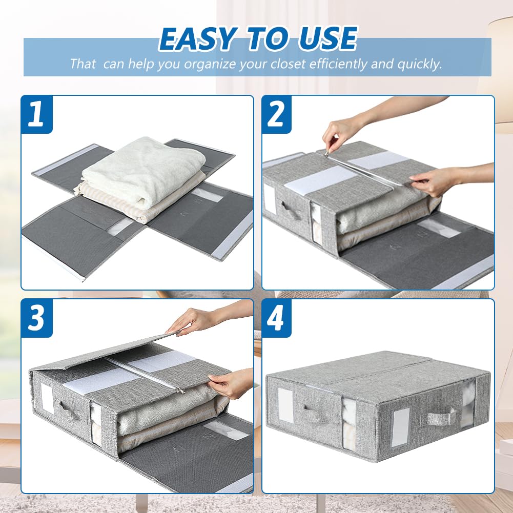 Organisateur de draps et boîte de rangement, paquet de 2, organisateur de draps pliable, organisateur de couette, gris - 5