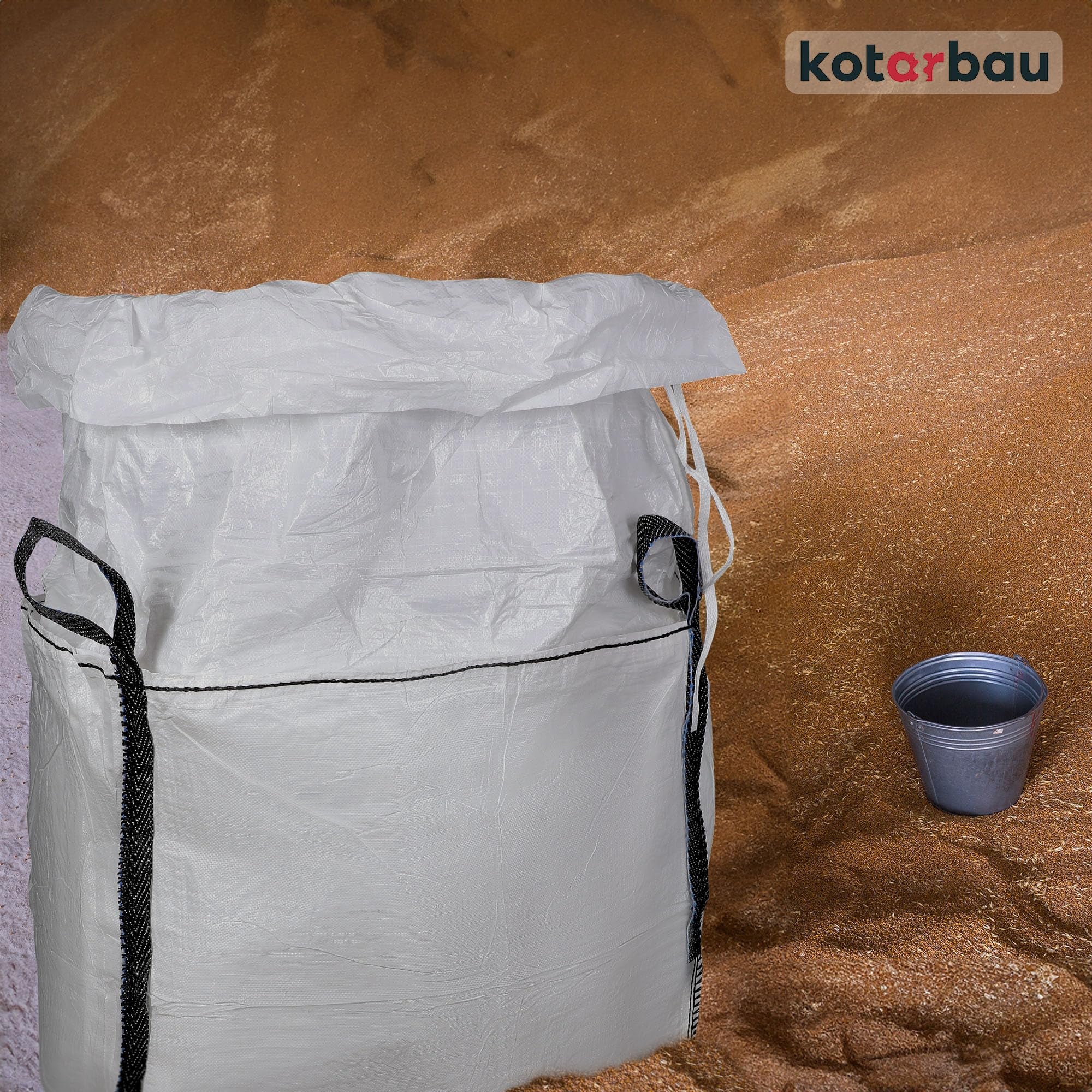 Sac Big Bag Vide, Sac Gravat Chantier 90x90x90 cm 500 kg avec trémie de vidange et goulotte 2 pièces - KOTARBAU - 9