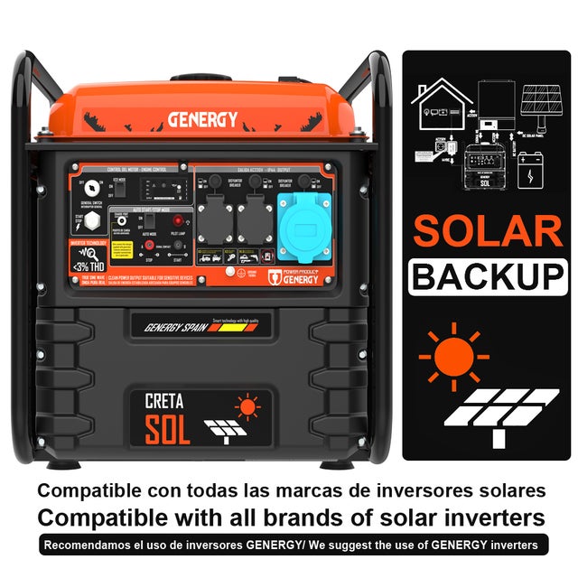 Groupe électrogéne GENERGY CRETA SOL 7500KW - (support photovoltaïque, 100% onduleurs)- Générateur Électrique essence