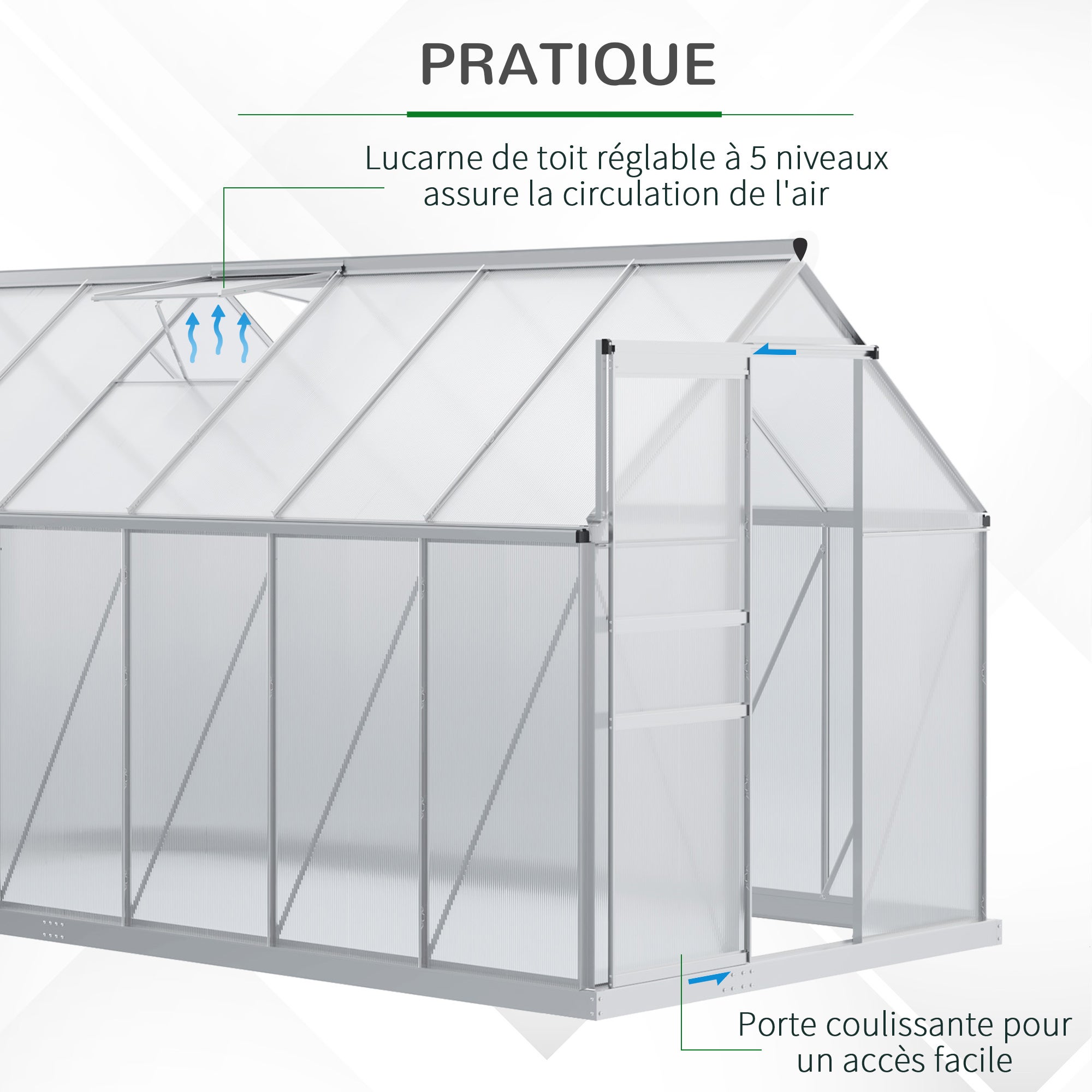 Serre de jardin aluminium polycarbonate 7,1m² Outsunny - 5