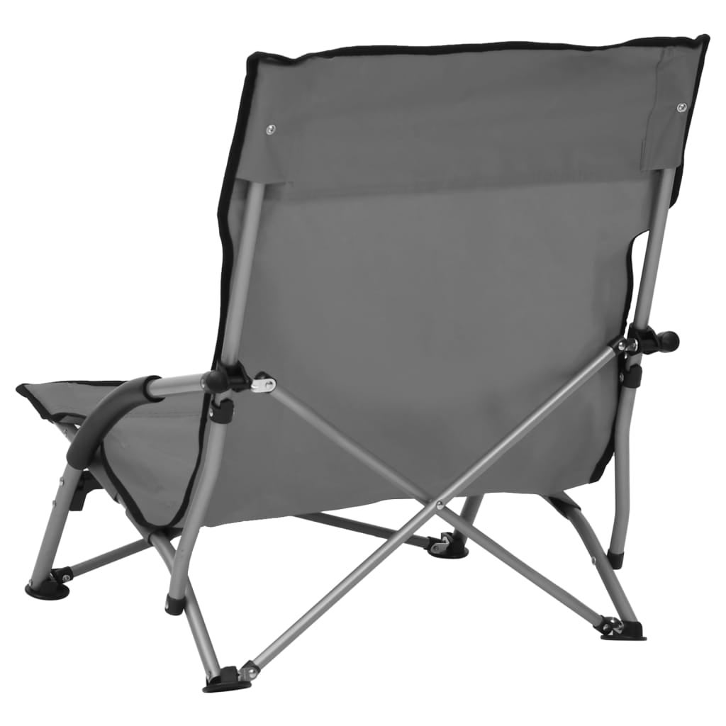 vidaXL Chaises de plage pliables lot de 2 Gris Tissu - 5