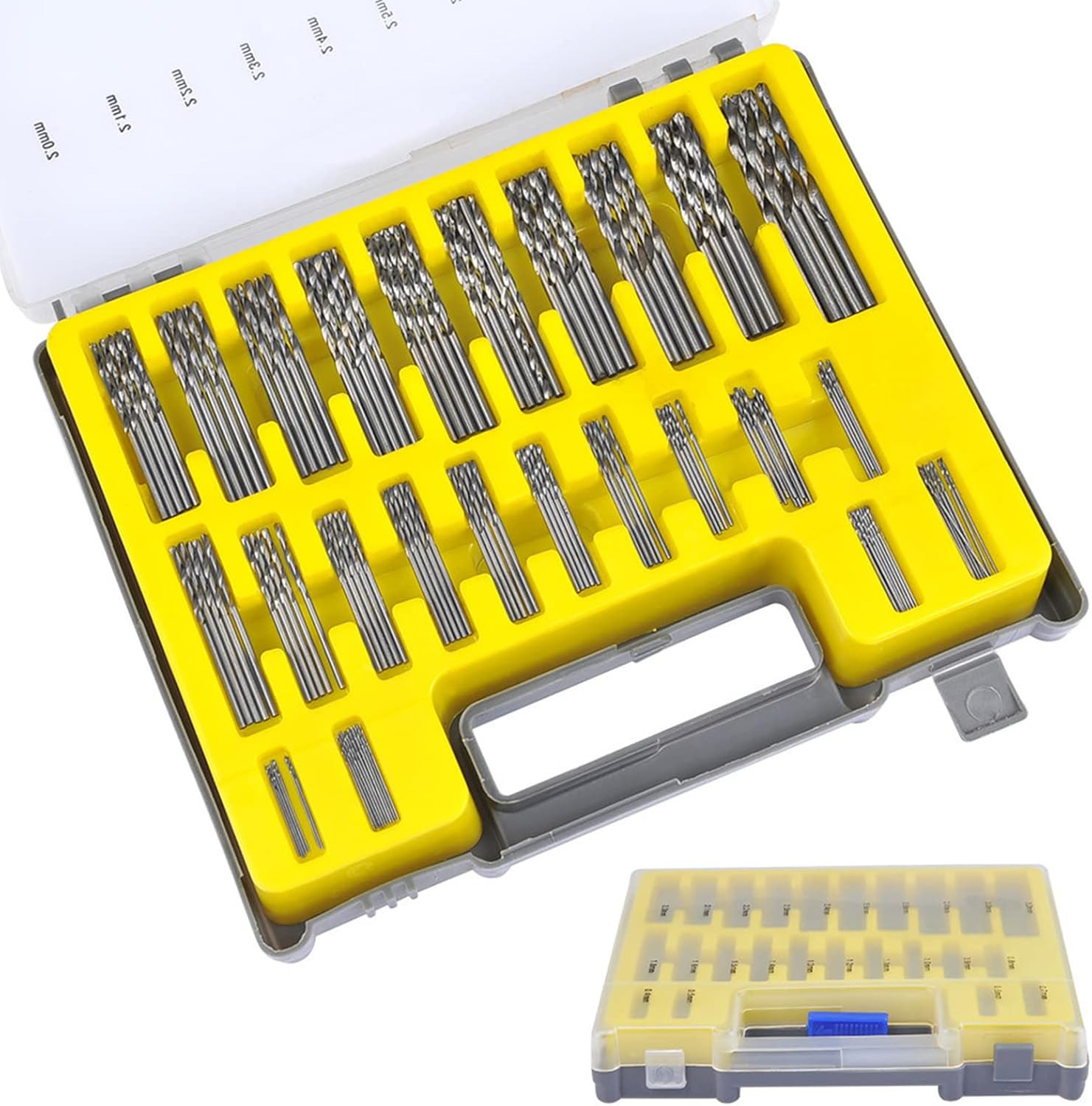 Zestaw 150 szt. Wierteł spiralnych HSS z powłoką tytanową, mikro wierteł, zestaw narzędzi 0,4 mm-3,2 mm do drewna, metalu, plastiku, biżuterii