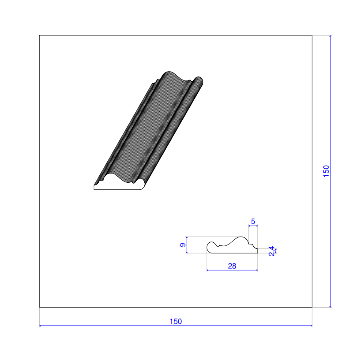 Lot de 25 moulures encadrements LXVI Prépeint Blanc MDF, L.2,44 m x l.2,8 cm x Ep.9 mm - 6