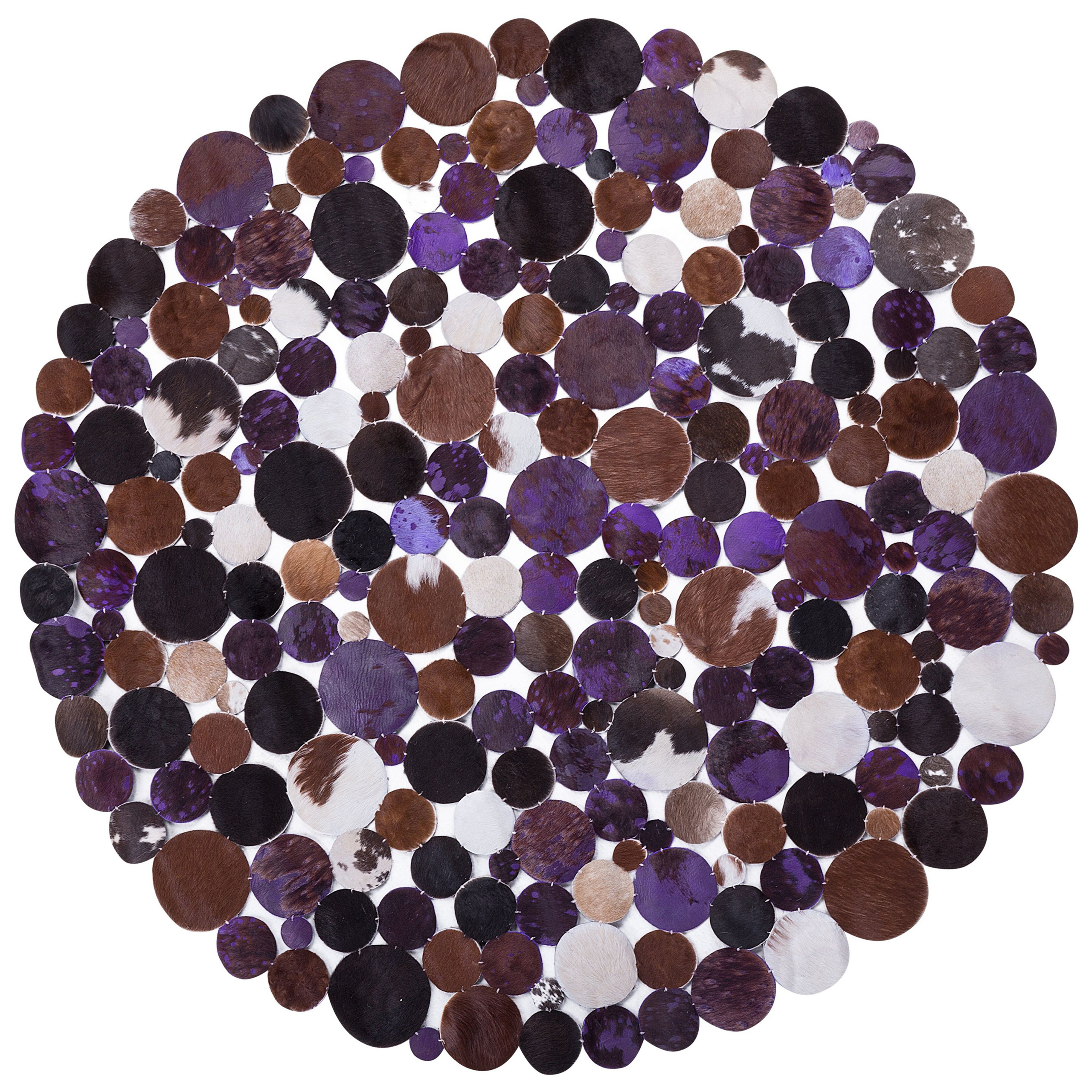 Beliani alfombra de piel de vaca marrón oscuro/negro/beige ⌀ 140 cm sorgun
