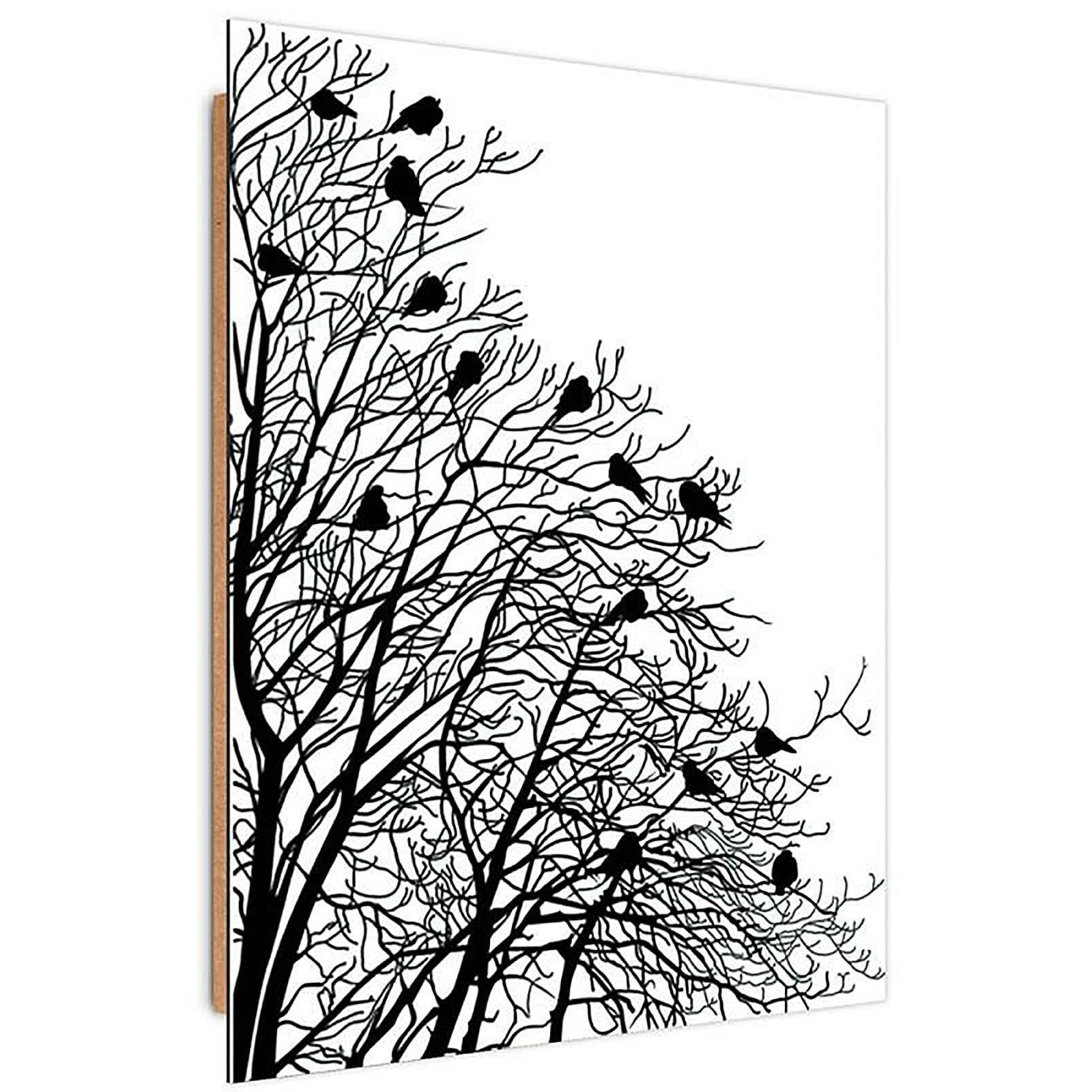 Tableau bois 2 oiseaux sur les branches - 80 x 120 cm - 2