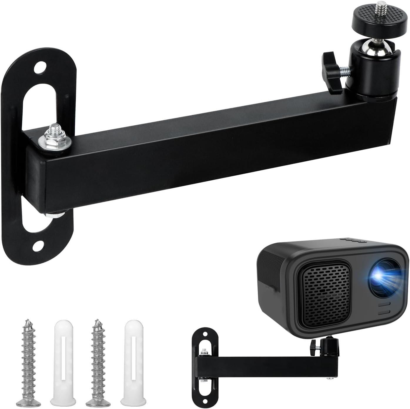 Support Mural Projecteur Réglable 360° - Fixation Métal Robuste Pour Home Cinéma, Bureau Et Salle De Jeux