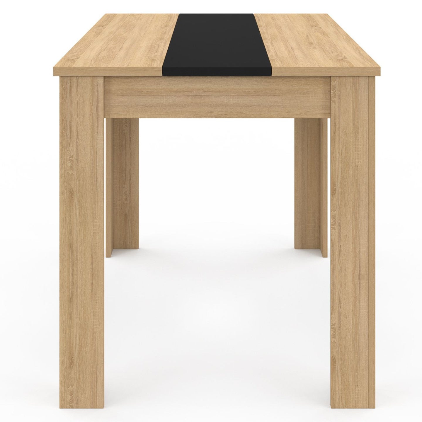 Table à manger rectangle ROZY 4 personnes façon hêtre et noire 110 cm - 4