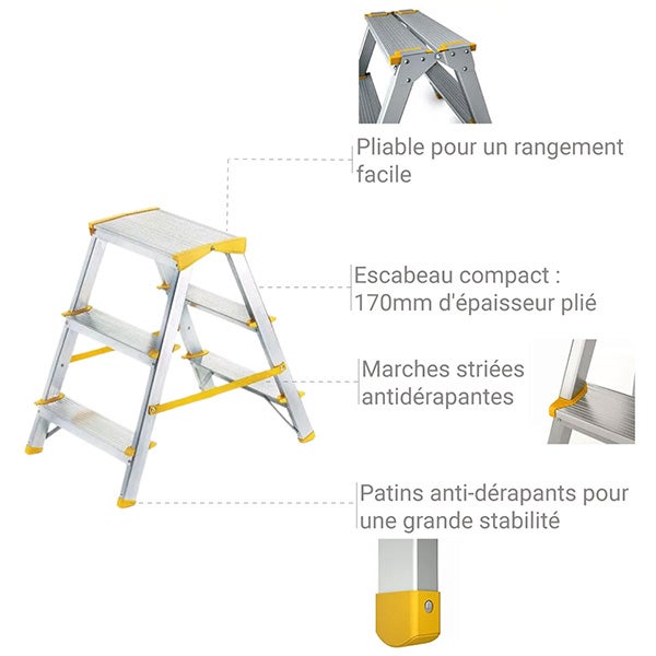 Marchepied double accès 2x2 marches - Hauteur max. de travail 1,9m - 922 - 3