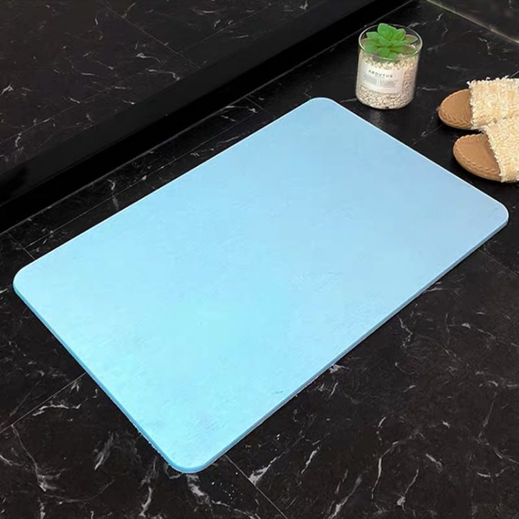 Mata podłogowa z ziemi okrzemkowej, twardy materiał, odpowiednia do łazienek i kuchni (niebieska, 39 x 60 x 0,9 cm)