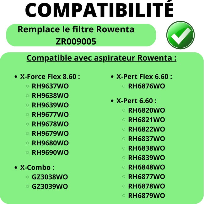 2 Filtri HEPA Ricambio Per Aspirapolvere Rowenta/Tefal | Per X-Force Flex 8.60 RH96XX E X-pert 6.60 RH68XX - Foto 9