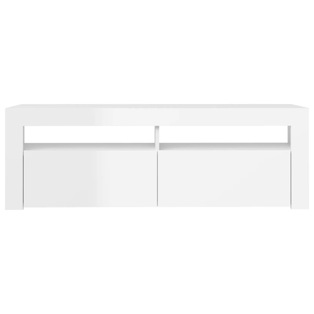 vidaXL Mobile Porta TV con Luci LED Bianco Lucido 120x35x40 cm - 7