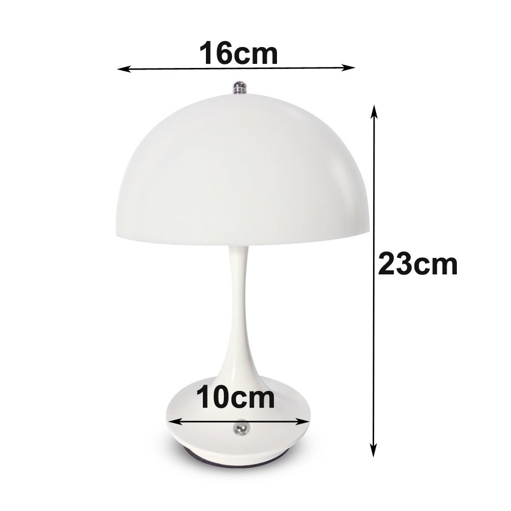 Lampe de table champignon sans fil, lampe de table de chevet rétro champignon, lampe de table à intensité variable à 3 niveaux, blanc - 3