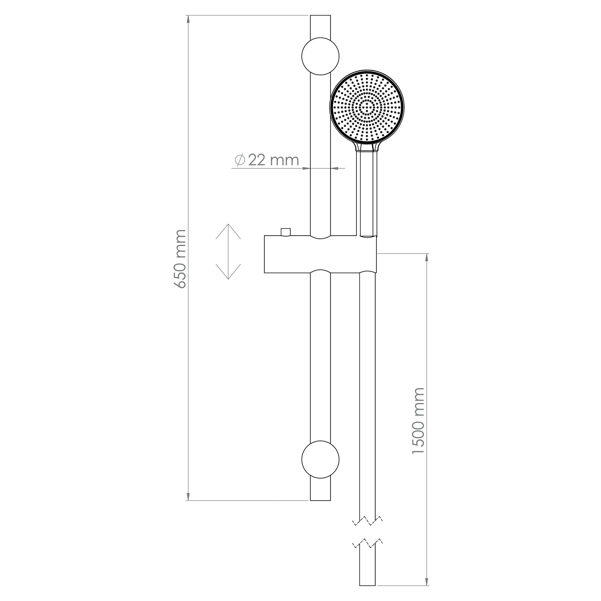 ONDEE ZEN - Kit barre de douche à douchette sans mitigeur SILKY - H65cm - Finition noir mat - 3