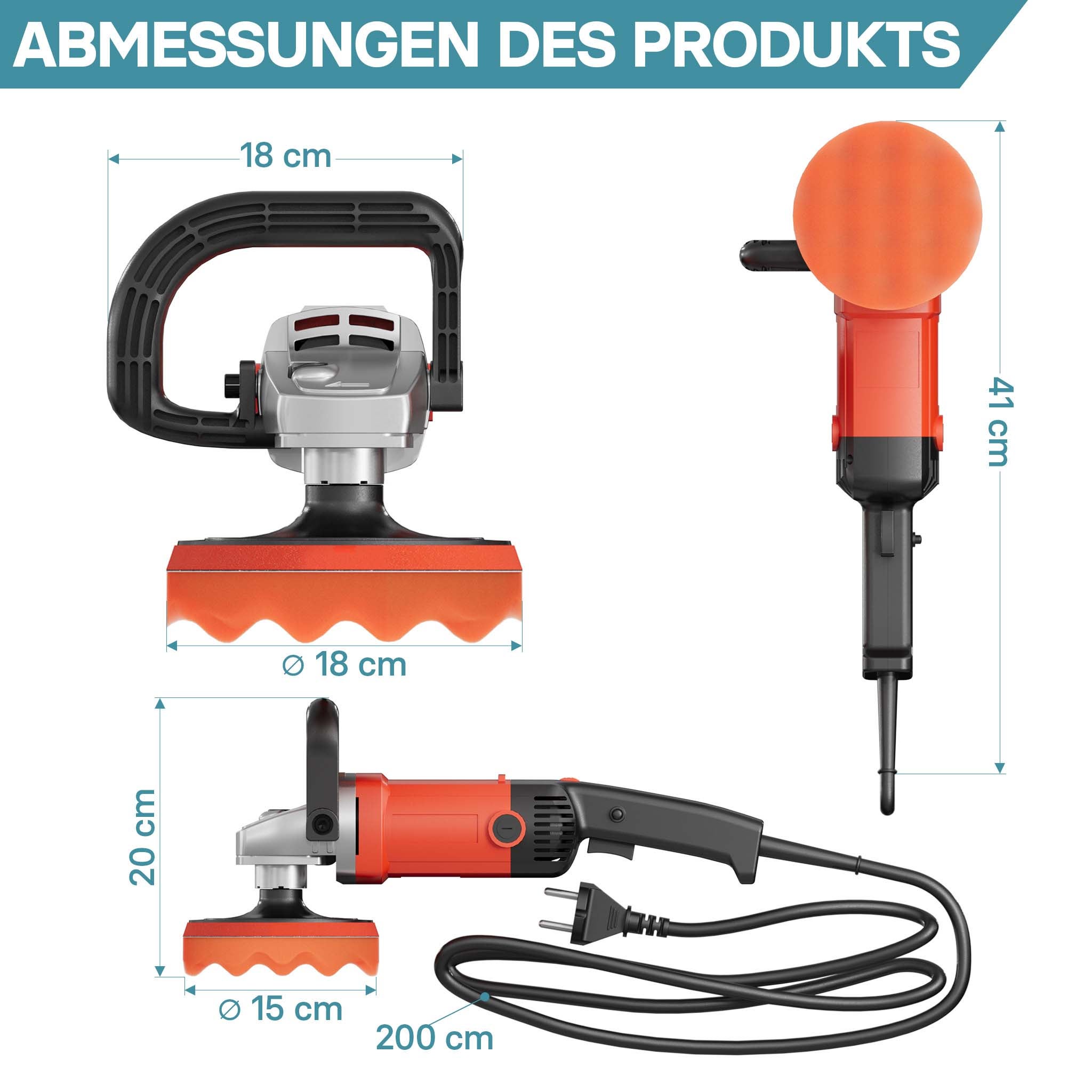 Machine Polir Meuleuse 1200W 3000 tr./min Polisseuse 6 Niveaux Ponceuse rotative XPOtool - 4