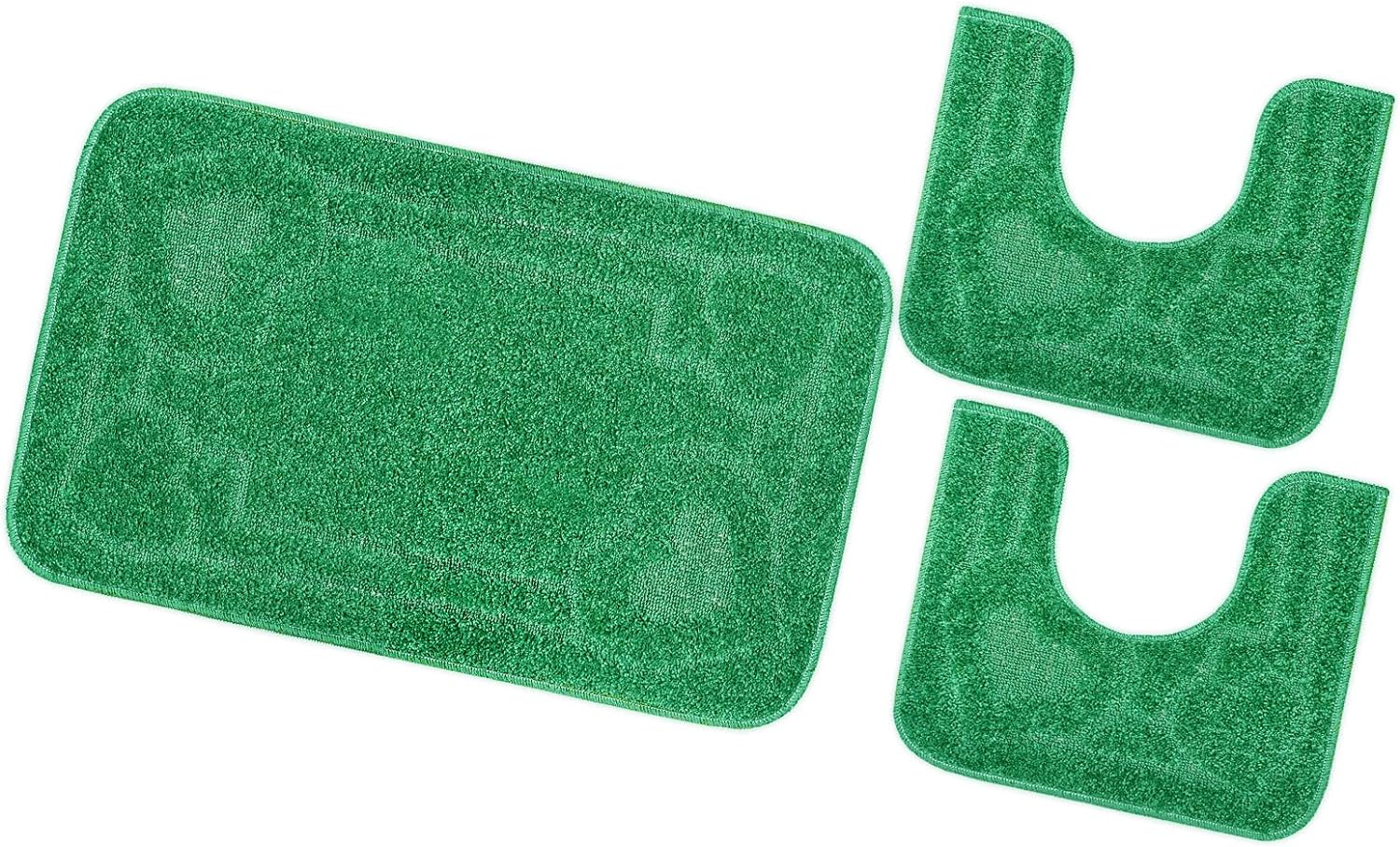 Juego de 3 alfombrillas de baño para inodoro lavabo moderna suave antideslizante absorbente color sólido corazón verde