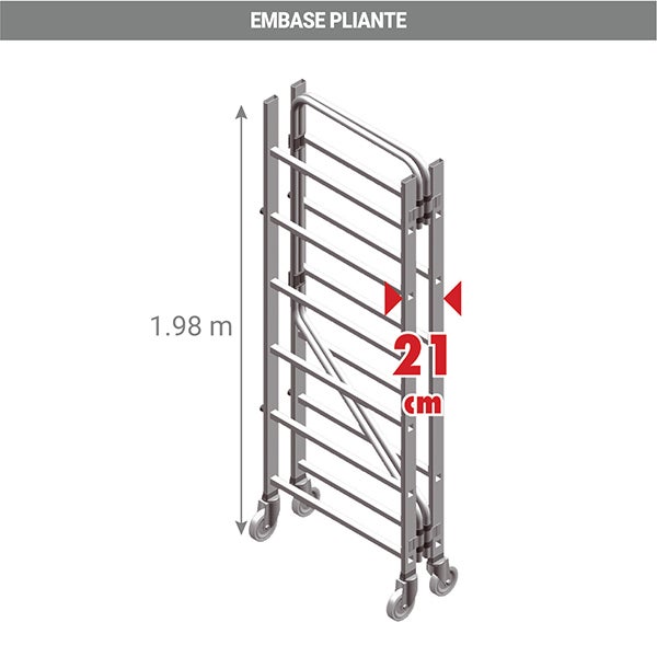 FACAL - Échafaudage de jardin pliable en aluminium Piego avec double plateau jusqu'à 0,87m de hauteur - L 1,5 m - 4