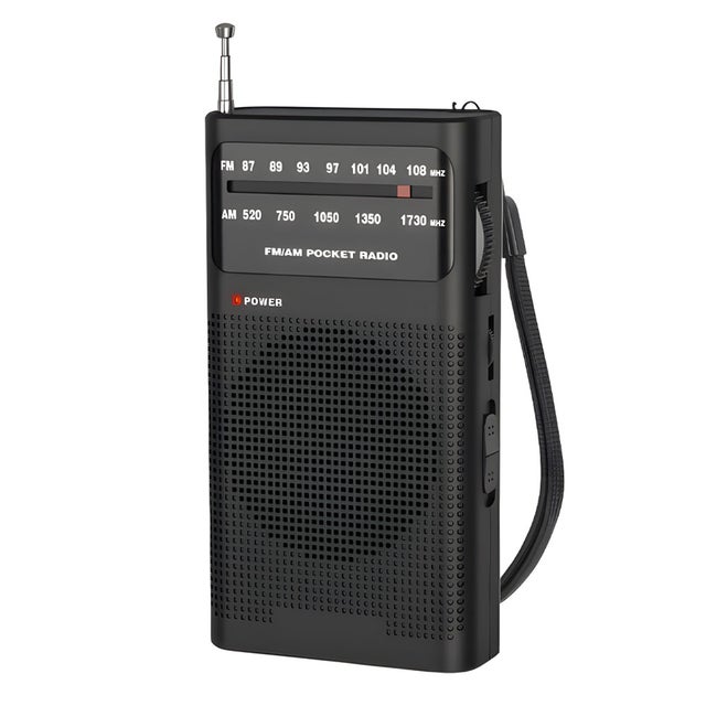 Radio transistor à piles - Radio AM/FM portable de poche - Avec prise casque et antenne télescopique - Radio à piles pour catastrophes - Noir
