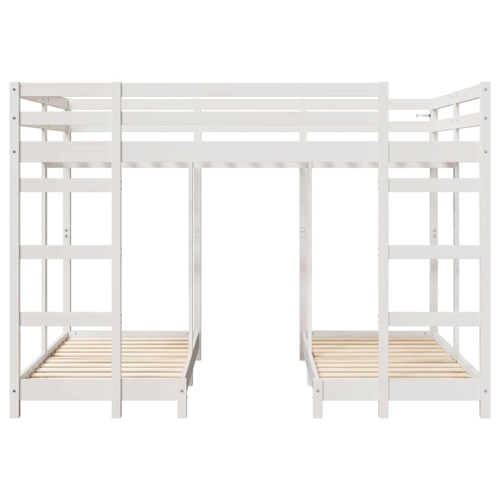 Cadre de lit superposé triple, blanc, en pin massif, 140 × 200 cm - 4