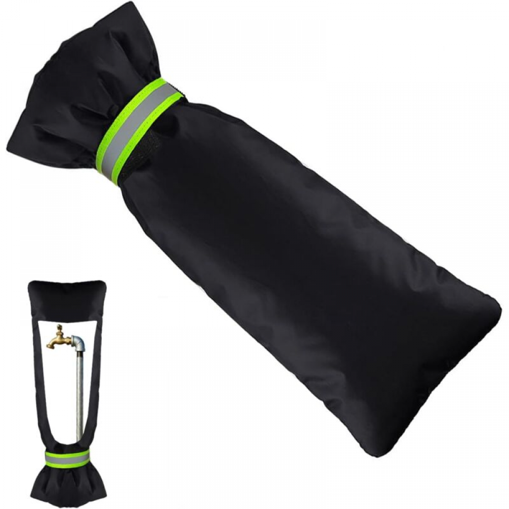 Osłona na kran zimowy, czarna, przeciwzamarzaniowa, z paskami odblaskowymi (51 x 20 x 5 cm)