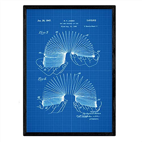 Plakat Nacnic z linkowym nadrukiem patentowym ze starym wzorem patentowym w formacie A3 i niebieskim tłem